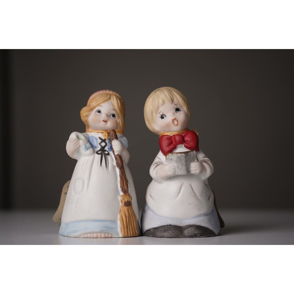 Vintage Merri Bells Jasco Choir Boy Caroler Cinderella Girl Broom